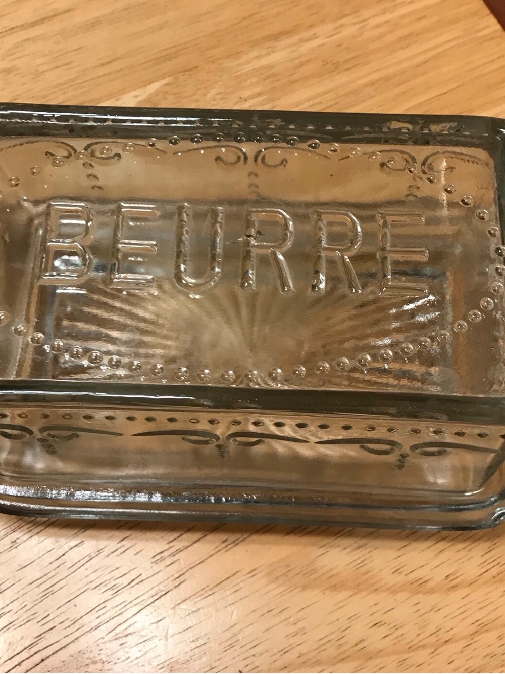 French Beurre Glass Butter Dish With Lid
